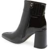 imageFSJ Women Pointed Toe Block High Heel Ankle Boots Glossy Patent Leather Party Dress Booties Size 415 USBlack
