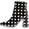 imageFSJ Women Pointed Toe Block High Heel Ankle Boots Glossy Patent Leather Party Dress Booties Size 415 USBlack Polka Dots