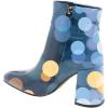 imageFSJ Women Pointed Toe Block High Heel Ankle Boots Glossy Patent Leather Party Dress Booties Size 415 USBlue Bubble