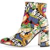 imageFSJ Women Pointed Toe Block High Heel Ankle Boots Glossy Patent Leather Party Dress Booties Size 415 USCartoon