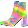 imageFSJ Women Pointed Toe Block High Heel Ankle Boots Glossy Patent Leather Party Dress Booties Size 415 USColor Check