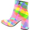 imageFSJ Women Pointed Toe Block High Heel Ankle Boots Glossy Patent Leather Party Dress Booties Size 415 USColor Check