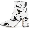 imageFSJ Women Pointed Toe Block High Heel Ankle Boots Glossy Patent Leather Party Dress Booties Size 415 USCow