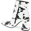 imageFSJ Women Pointed Toe Block High Heel Ankle Boots Glossy Patent Leather Party Dress Booties Size 415 USCow