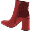 imageFSJ Women Pointed Toe Block High Heel Ankle Boots Glossy Patent Leather Party Dress Booties Size 415 USCrimson