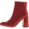 imageFSJ Women Pointed Toe Block High Heel Ankle Boots Glossy Patent Leather Party Dress Booties Size 415 USCrimson