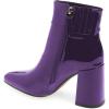imageFSJ Women Pointed Toe Block High Heel Ankle Boots Glossy Patent Leather Party Dress Booties Size 415 USDark Orchid