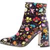 imageFSJ Women Pointed Toe Block High Heel Ankle Boots Glossy Patent Leather Party Dress Booties Size 415 USFloral