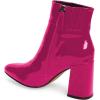 imageFSJ Women Pointed Toe Block High Heel Ankle Boots Glossy Patent Leather Party Dress Booties Size 415 USFuchsia
