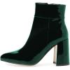 imageFSJ Women Pointed Toe Block High Heel Ankle Boots Glossy Patent Leather Party Dress Booties Size 415 USGreen