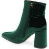 imageFSJ Women Pointed Toe Block High Heel Ankle Boots Glossy Patent Leather Party Dress Booties Size 415 USGreen