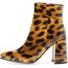 imageFSJ Women Pointed Toe Block High Heel Ankle Boots Glossy Patent Leather Party Dress Booties Size 415 USLeopard