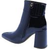imageFSJ Women Pointed Toe Block High Heel Ankle Boots Glossy Patent Leather Party Dress Booties Size 415 USNavy Blue
