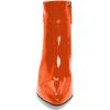 imageFSJ Women Pointed Toe Block High Heel Ankle Boots Glossy Patent Leather Party Dress Booties Size 415 USOrange