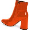 imageFSJ Women Pointed Toe Block High Heel Ankle Boots Glossy Patent Leather Party Dress Booties Size 415 USOrange