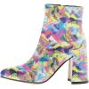 imageFSJ Women Pointed Toe Block High Heel Ankle Boots Glossy Patent Leather Party Dress Booties Size 415 USPigment