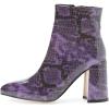 imageFSJ Women Pointed Toe Block High Heel Ankle Boots Glossy Patent Leather Party Dress Booties Size 415 USPurple Snake