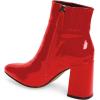 imageFSJ Women Pointed Toe Block High Heel Ankle Boots Glossy Patent Leather Party Dress Booties Size 415 USRed