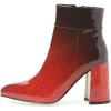 imageFSJ Women Pointed Toe Block High Heel Ankle Boots Glossy Patent Leather Party Dress Booties Size 415 USRed Black