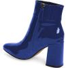 imageFSJ Women Pointed Toe Block High Heel Ankle Boots Glossy Patent Leather Party Dress Booties Size 415 USRoyal Blue