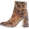 imageFSJ Women Pointed Toe Block High Heel Ankle Boots Glossy Patent Leather Party Dress Booties Size 415 USSexy Leopard