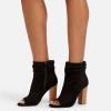 imageFSJ Women Stylish Peep Toe Slouch Ankle Boots Chunky Stacked Heels Party Prom Nightclub Evening Dress Shoes Size 415 USBlack Side Zipper