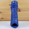 imageFSJ Women Stylish Peep Toe Slouch Ankle Boots Chunky Stacked Heels Party Prom Nightclub Evening Dress Shoes Size 415 USBlue Glitter