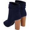 imageFSJ Women Stylish Peep Toe Slouch Ankle Boots Chunky Stacked Heels Party Prom Nightclub Evening Dress Shoes Size 415 USBlue Side Zipper
