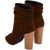 imageFSJ Women Stylish Peep Toe Slouch Ankle Boots Chunky Stacked Heels Party Prom Nightclub Evening Dress Shoes Size 415 USBrown Side Zipper