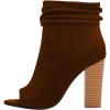 imageFSJ Women Stylish Peep Toe Slouch Ankle Boots Chunky Stacked Heels Party Prom Nightclub Evening Dress Shoes Size 415 USBrown Side Zipper