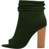 imageFSJ Women Stylish Peep Toe Slouch Ankle Boots Chunky Stacked Heels Party Prom Nightclub Evening Dress Shoes Size 415 USGreen Side Zipper
