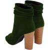 imageFSJ Women Stylish Peep Toe Slouch Ankle Boots Chunky Stacked Heels Party Prom Nightclub Evening Dress Shoes Size 415 USGreen Side Zipper