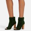 imageFSJ Women Stylish Peep Toe Slouch Ankle Boots Chunky Stacked Heels Party Prom Nightclub Evening Dress Shoes Size 415 USGreen Side Zipper