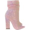imageFSJ Women Stylish Peep Toe Slouch Ankle Boots Chunky Stacked Heels Party Prom Nightclub Evening Dress Shoes Size 415 USPink Glitter