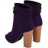 imageFSJ Women Stylish Peep Toe Slouch Ankle Boots Chunky Stacked Heels Party Prom Nightclub Evening Dress Shoes Size 415 USPurple Side Zipper