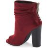 imageFSJ Women Stylish Peep Toe Slouch Ankle Boots Chunky Stacked Heels Party Prom Nightclub Evening Dress Shoes Size 415 USWine Red