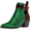 imageFSJ Women Almond Pointed Toe Ankle Boots Chelsea Cut Out Block Chunky Heels Booties with Buckle Ankle Strap Comfort Shoes Size 415 USGreenbrown