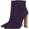 imageFSJ Women Fashion Chunky High Stacked Heels Booties Side Zipper Pointed Toe Ankle Boots Faux Suede Wide Winter Sexy Dress Evening Short Boots Shoes Size 415 USPurple