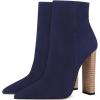 imageFSJ Women Fashion Chunky High Stacked Heels Booties Side Zipper Pointed Toe Ankle Boots Faux Suede Wide Winter Sexy Dress Evening Short Boots Shoes Size 415 USNavy