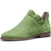imageFSJ Women Fashion Closed Almond Toe Ankle Booties Chunky Low Heel V Cut Ruffle Back Zipper Boots Date Winter ShoesLight Green