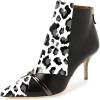 imageFSJ Women Glossy Mid Heel Ankle Boots Pointed Toe Bootie Chelsea Zipper Fall Fashion Winter Shoe Size 415 USWhite Black