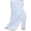 imageFSJ Women Stylish Peep Toe Slouch Ankle Boots Chunky Stacked Heels Party Prom Nightclub Evening Dress Shoes Size 415 USWhite Glitter