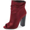 imageFSJ Women Stylish Peep Toe Slouch Ankle Boots Chunky Stacked Heels Party Prom Nightclub Evening Dress Shoes Size 415 USWine Red