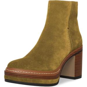 imageFSJ Women Fashion Platform Round Toe Suede Ankle Boots Block Chunky High Heel Side Zipper Winter Warm Walking Ladies Shoes Size 415 USOlive