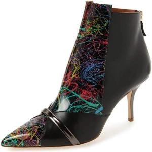 imageFSJ Women Glossy Mid Heel Ankle Boots Pointed Toe Bootie Chelsea Zipper Fall Fashion Winter Shoe Size 415 USMulticolor