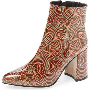 imageFSJ Women Pointed Toe Block High Heel Ankle Boots Glossy Patent Leather Party Dress Booties Size 415 USMoire