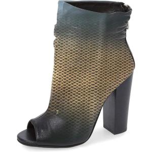 imageFSJ Women Stylish Peep Toe Slouch Ankle Boots Chunky Stacked Heels Party Prom Nightclub Evening Dress Shoes Size 415 USGold Scales
