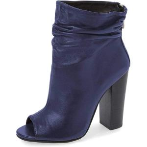 imageFSJ Women Stylish Peep Toe Slouch Ankle Boots Chunky Stacked Heels Party Prom Nightclub Evening Dress Shoes Size 415 USNavy