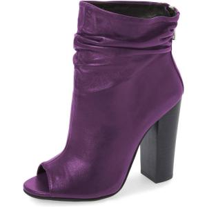 imageFSJ Women Stylish Peep Toe Slouch Ankle Boots Chunky Stacked Heels Party Prom Nightclub Evening Dress Shoes Size 415 USPurple
