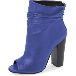 imageFSJ Women Stylish Peep Toe Slouch Ankle Boots Chunky Stacked Heels Party Prom Nightclub Evening Dress Shoes Size 415 USRoyal Blue